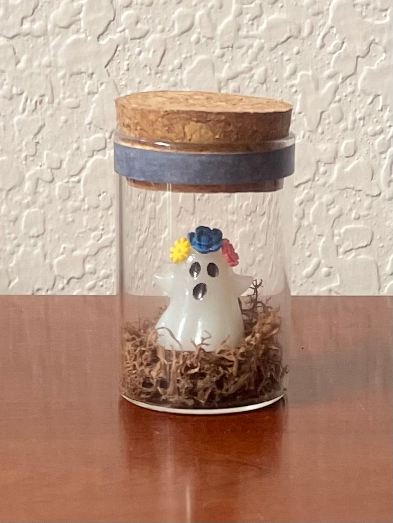 Flower Crown Ghost Friend Display Jar