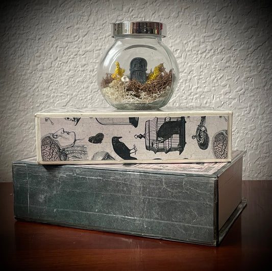 Skull and Flowers Tombstone Display Jar