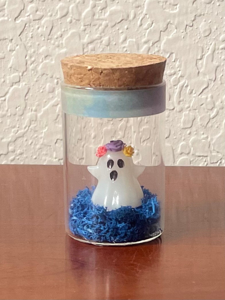 Flower Crown Ghost Friend Display Jar